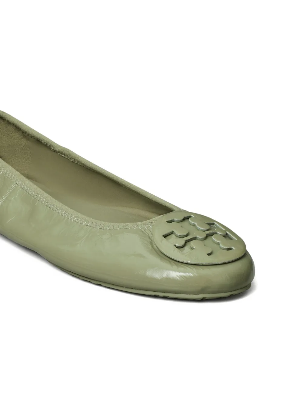 Tory Burch Reva Travel logo-plaque patent-leather ballet flats Green