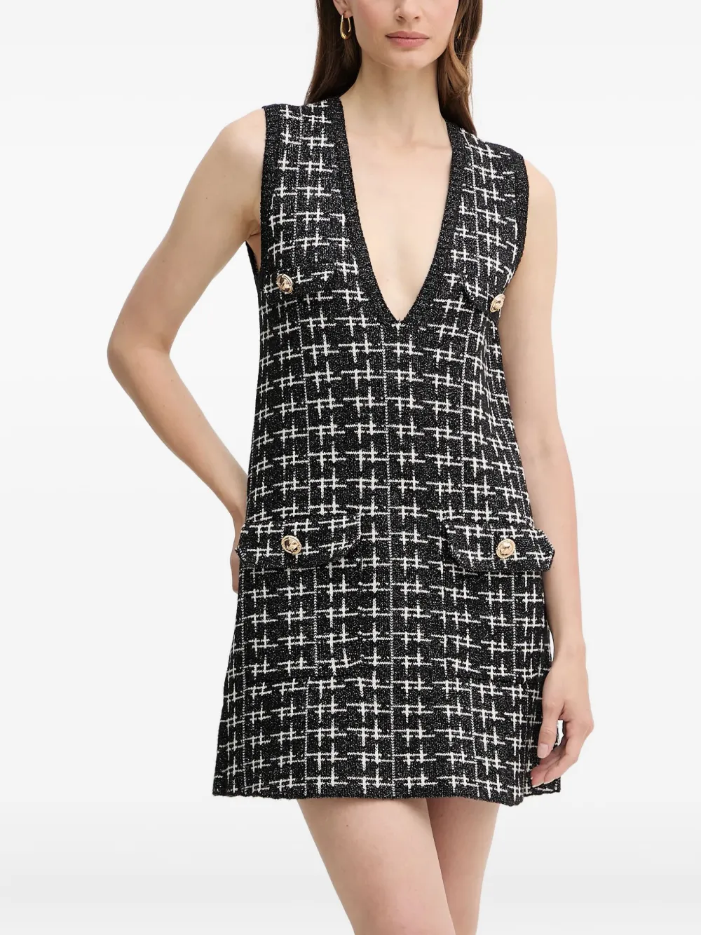 Silvian Heach Tweed Mini Dress In Black