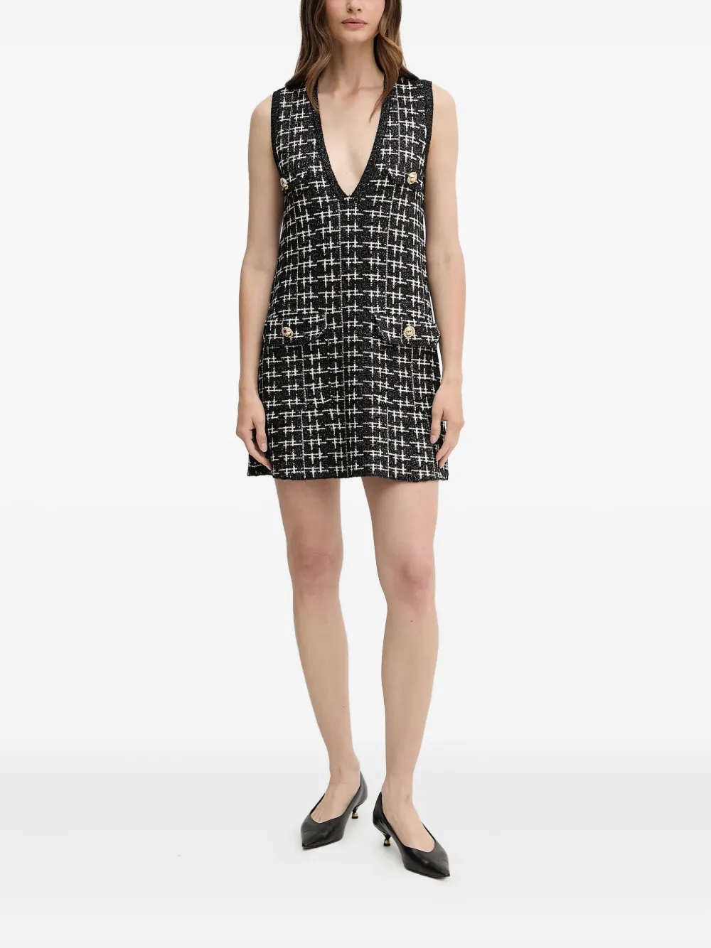 Silvian Heach Tweed Mini Dress In Black