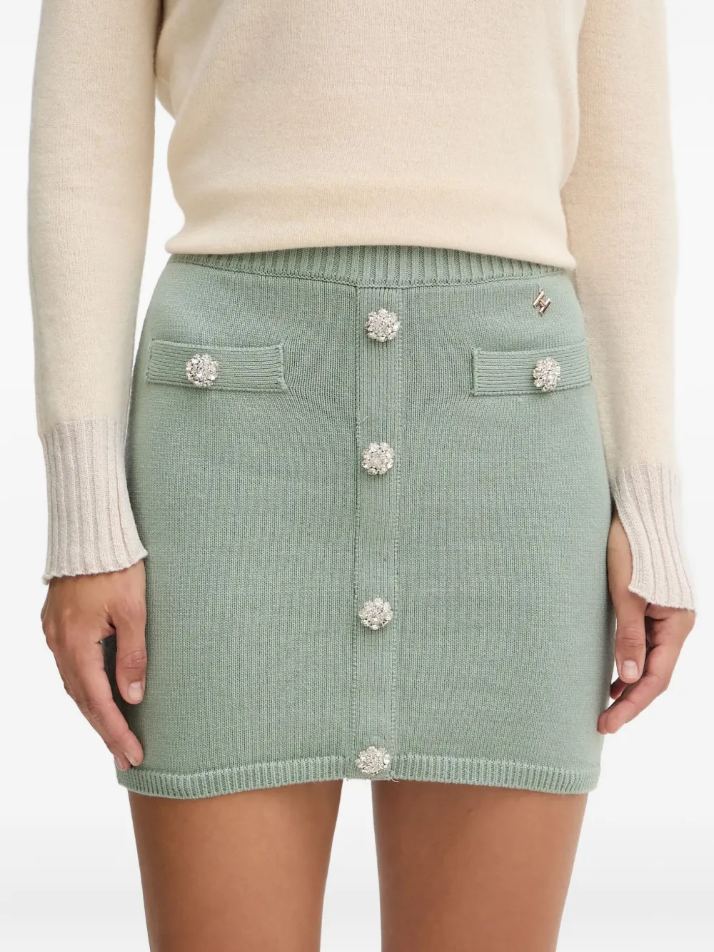 Silvian Heach Button-embellished Skirt In Green