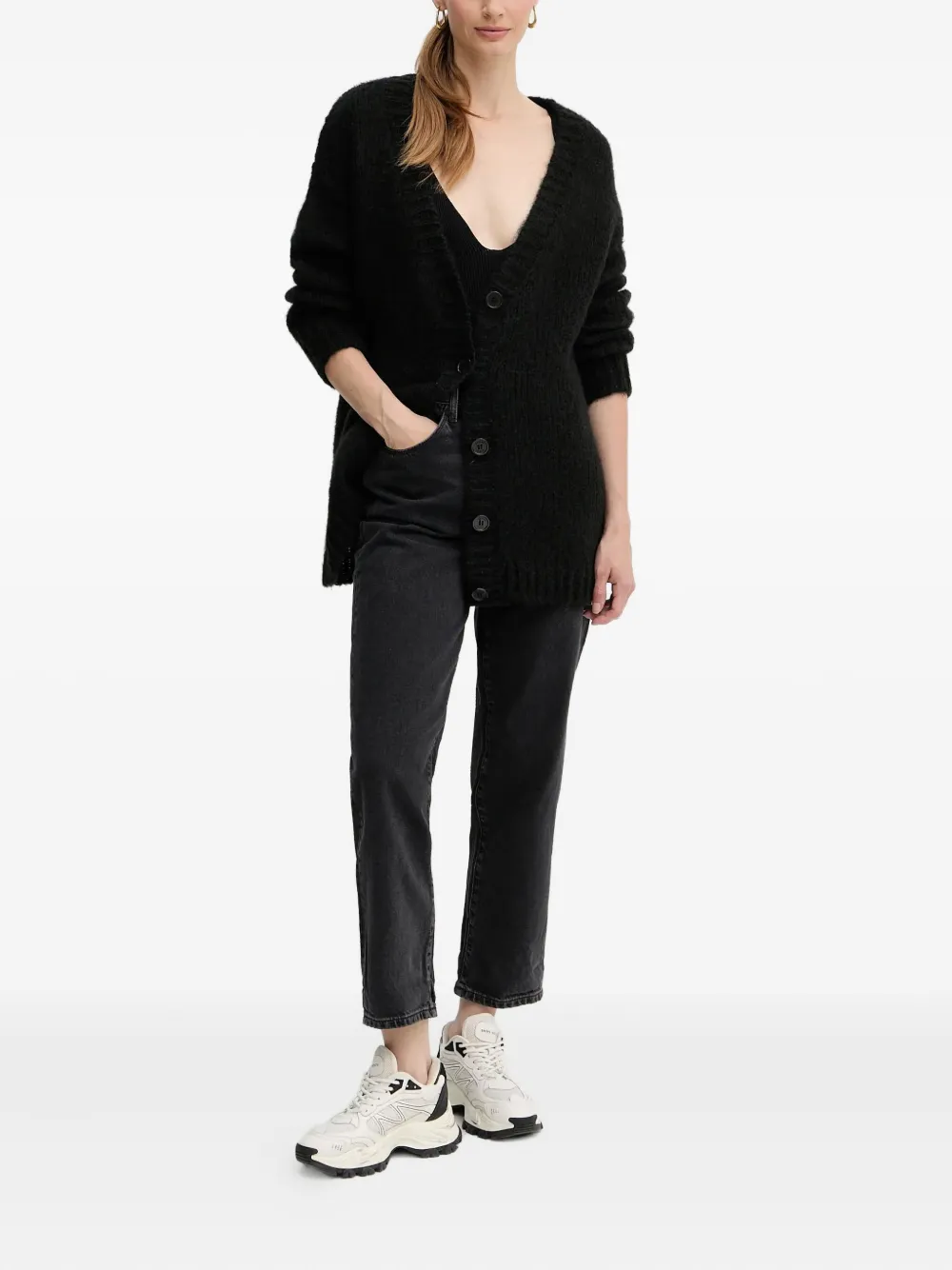 Silvian Heach Buttoned-front Cardigan In Black