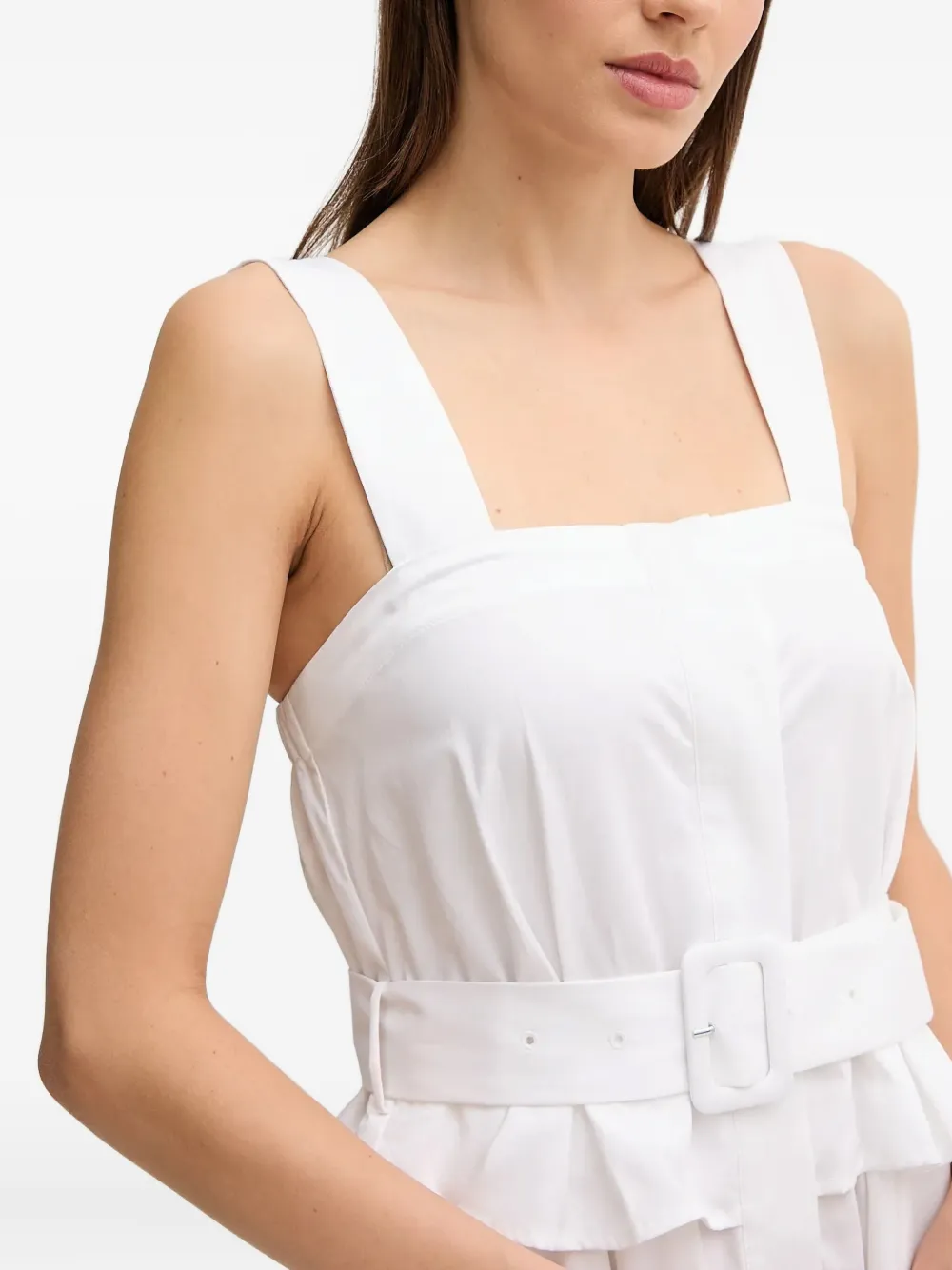 Pedro Del Hierro Midi-jurk met ceintuur en vierkante hals Wit