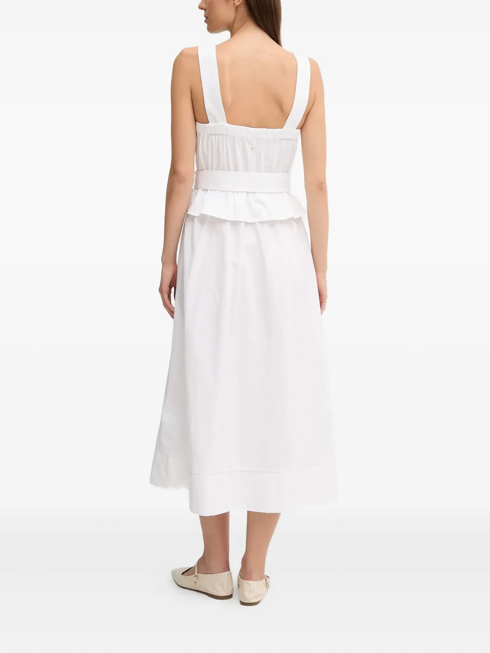 Pedro Del Hierro Midi-jurk met ceintuur en vierkante hals Wit