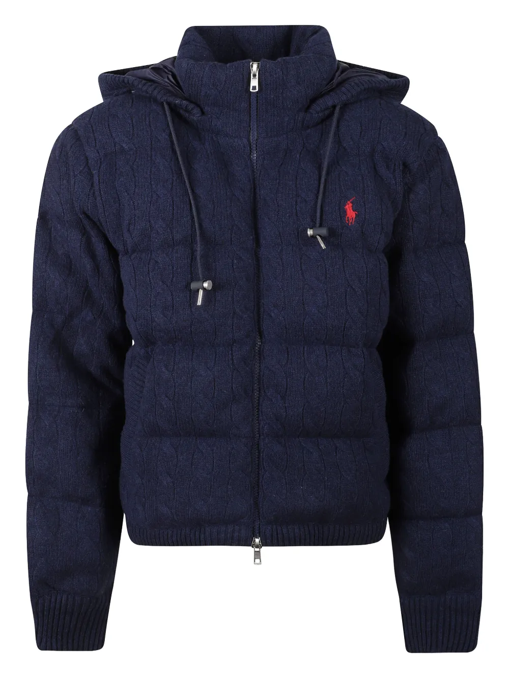 Polo Ralph Lauren Cable-knit Wool-cashmere Quilted Jacket In Blue