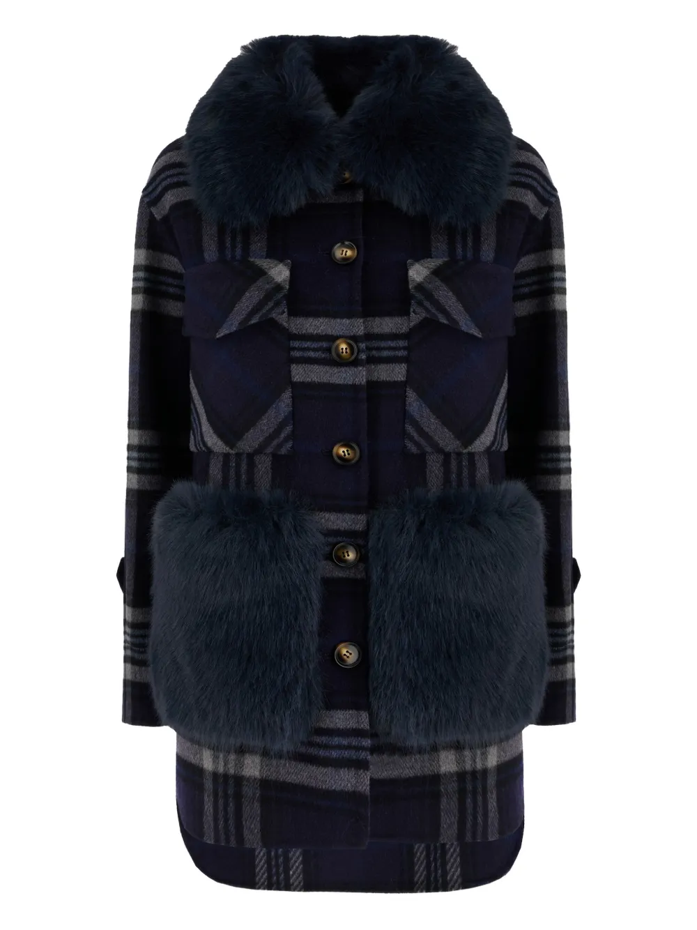 Ava Adore Embroidered Wool And Polyester Coat In Blue