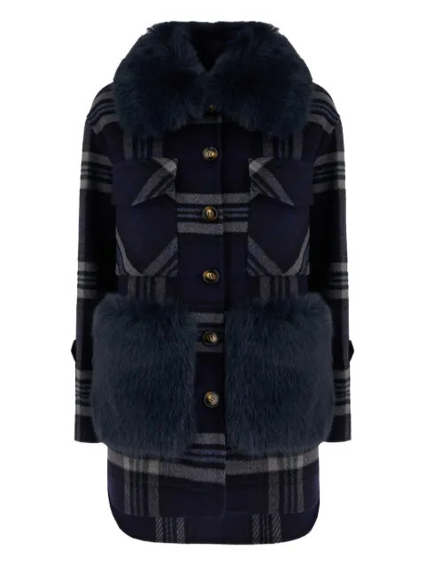 Ava Adore plaid faux-fur trimmed coat