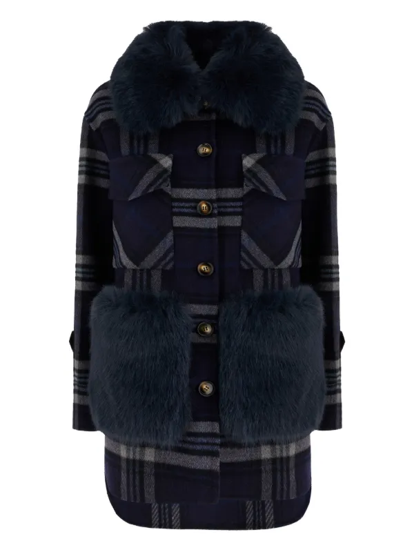 Ava Adore Cappotto Con Bordo In Pelliccia Sintetica Blu