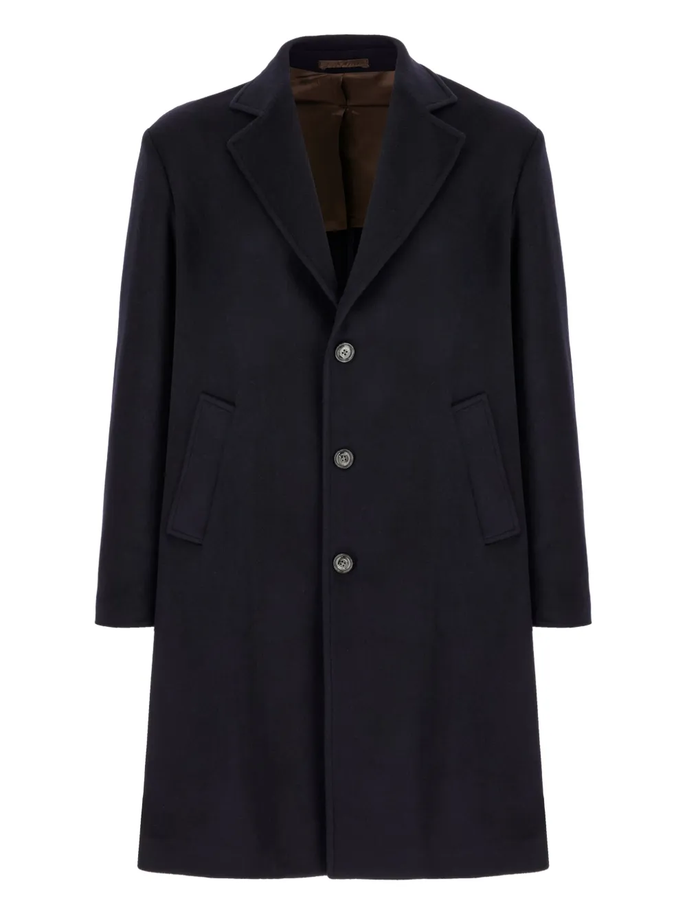 Barba button-fastening wool single-breasted coat | Blue | Image 1