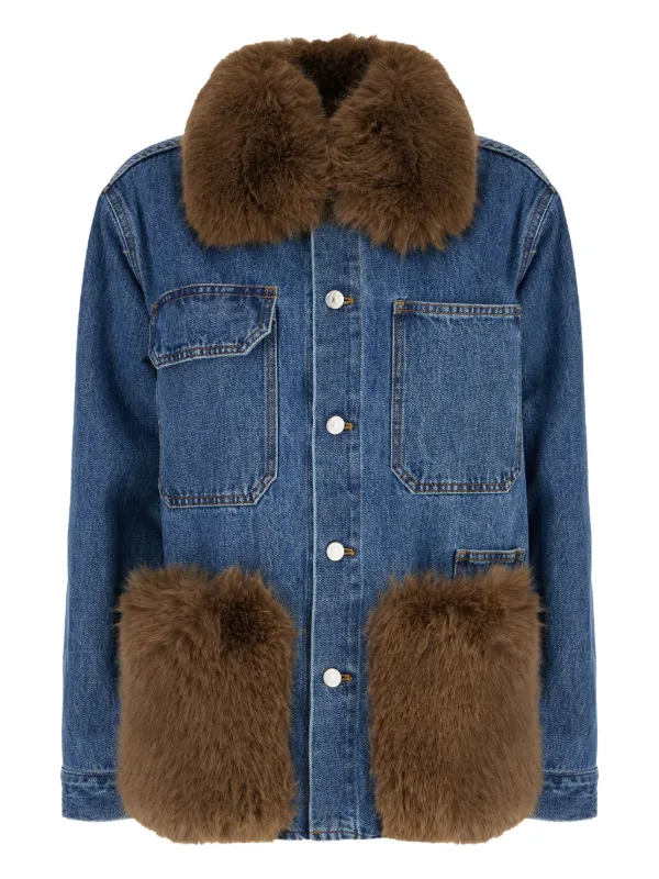 Ava Adore faux-fur Trimmed Denim Jacket Blue FARFETCH AE