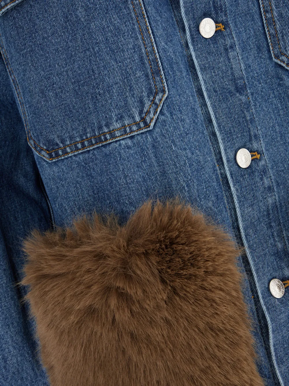 Ava Adore Faux-fur Trimmed Denim Jacket In Blue