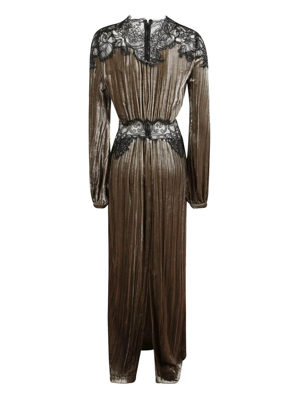 Costarellos Senna Lace-detail Pleated Maxi Dress In Brown