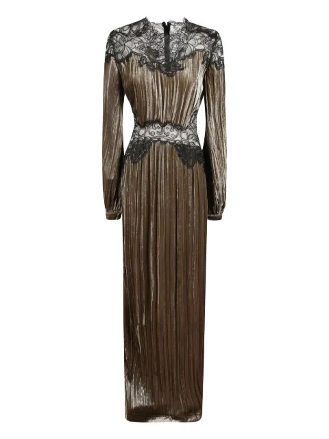 Costarellos Senna lace-detail pleated maxi dress