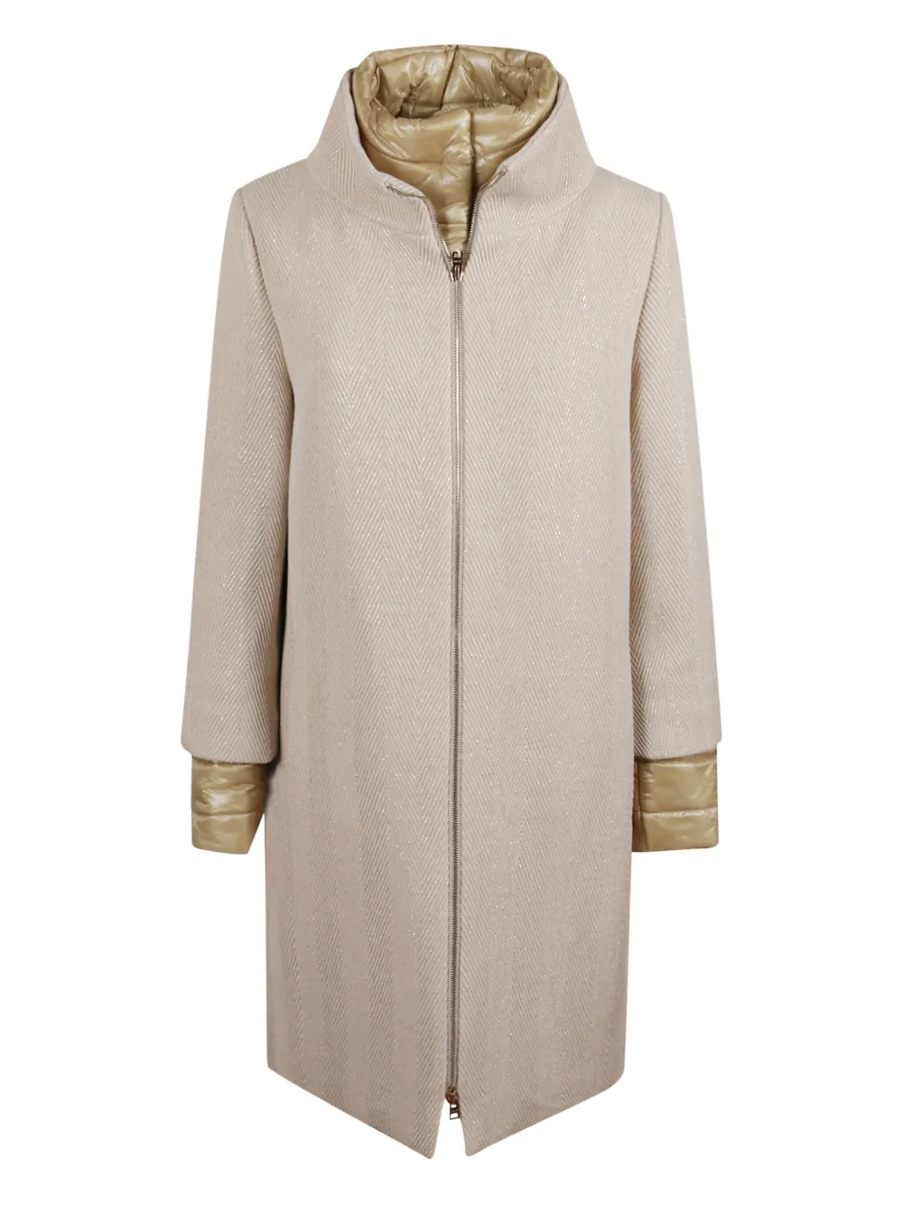Herno zip-fastening herringbone-pattern coat | Neutrals | Image 1