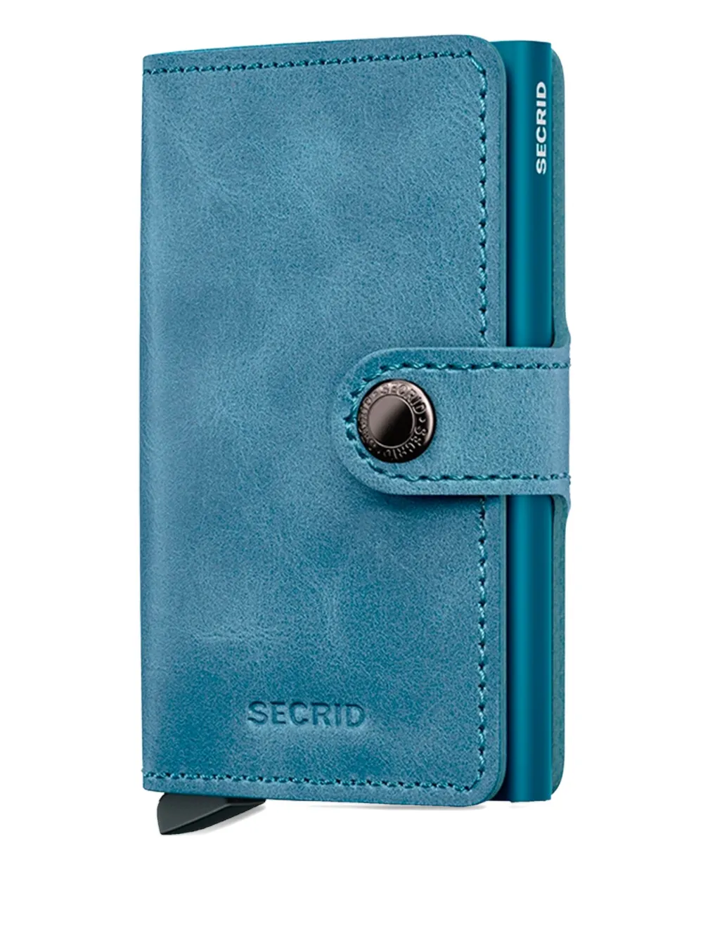 Secrid Leren portemonnee met drukknoop Blauw