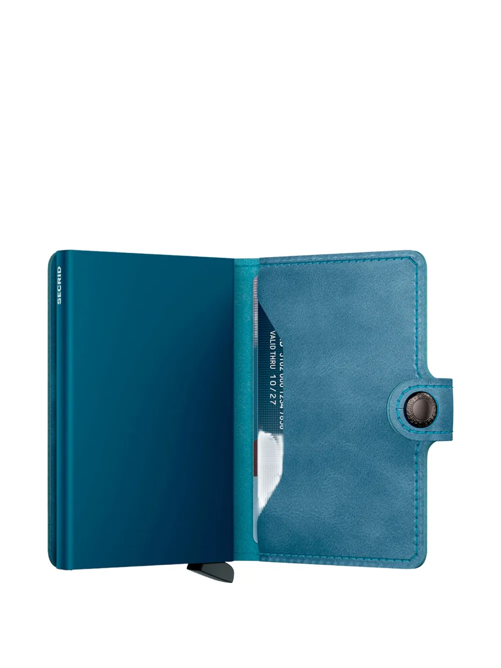 Secrid Leren portemonnee met drukknoop Blauw