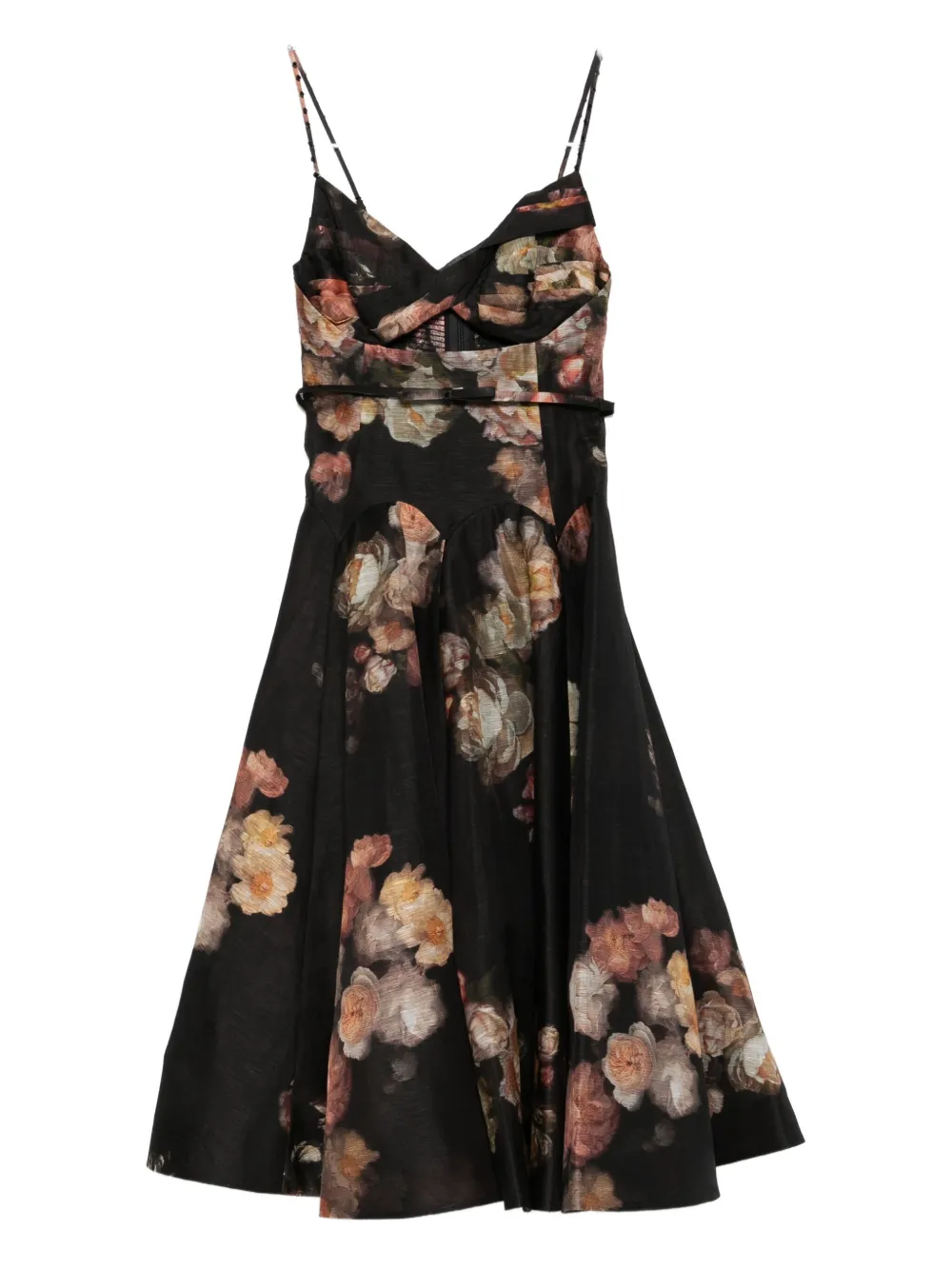 ZIMMERMANN Hypnotic Twist floral-print midi dress Zwart