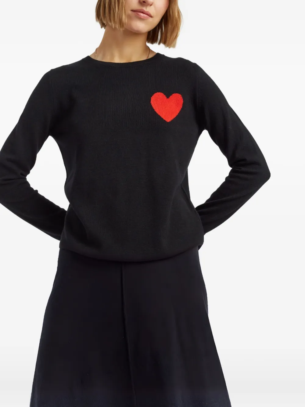 Chinti & Parker Heart-embellished Sweater In Black