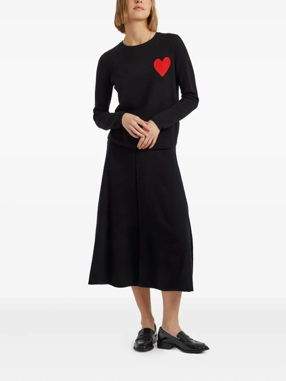 Chinti & Parker Heart-embellished Sweater In Black