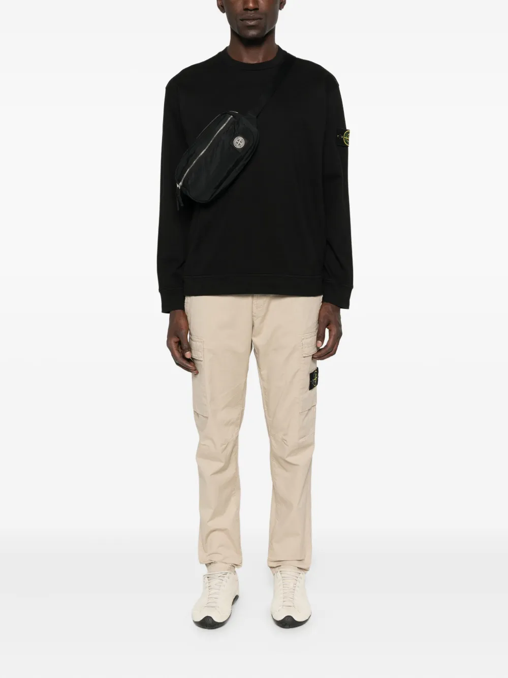 Stone Island Sweater met logopatch - Zwart