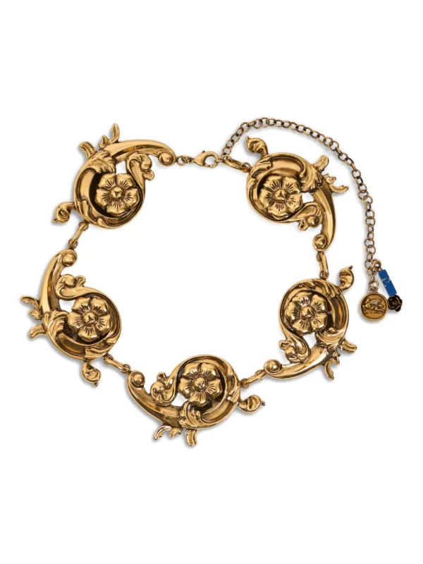 Etro Baroque-style Flower Necklace in Gold