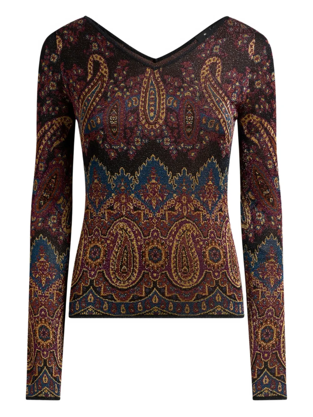 ETRO Top met V-hals en jacquard Blauw