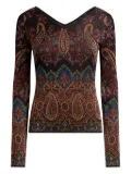 ETRO printed Jacquard V-neck top - Blue