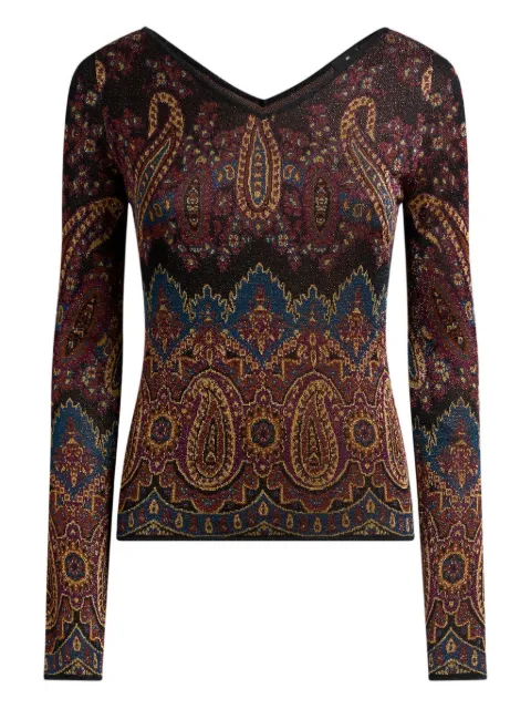 ETRO printed Jacquard V-neck top