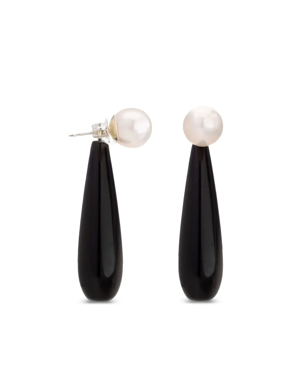 Sophie Buhai Long Dripping Stone Sterling Silver Drop Earrings With Onyxes In Black