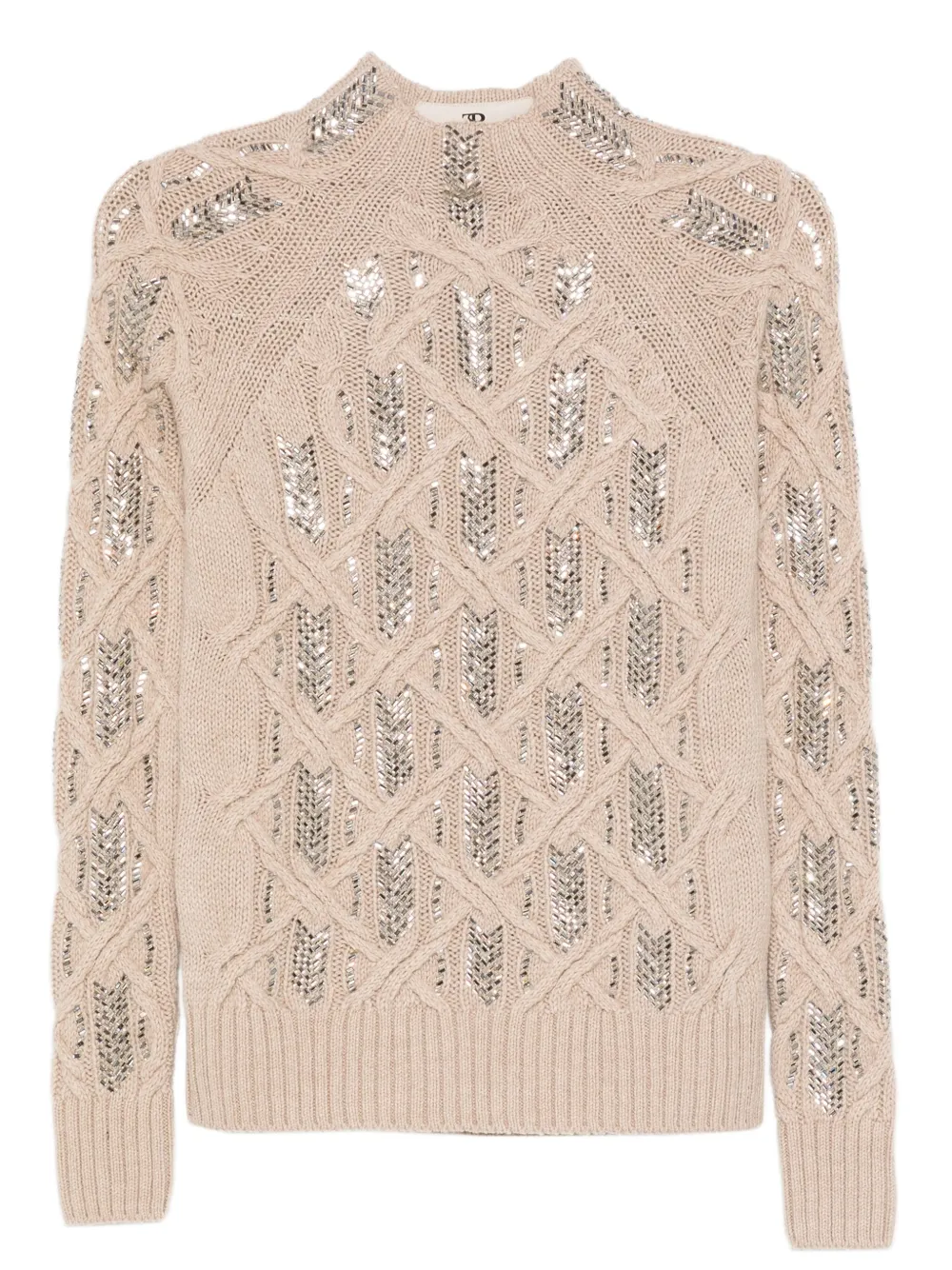 Ermanno Scervino cable-knit sequin-embellished sweater | Neutrals | Image 1