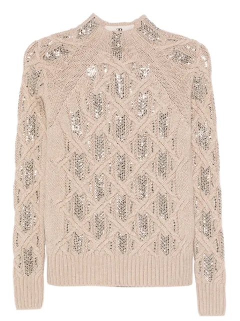 Ermanno Scervino cable-knit sequin-embellished sweater