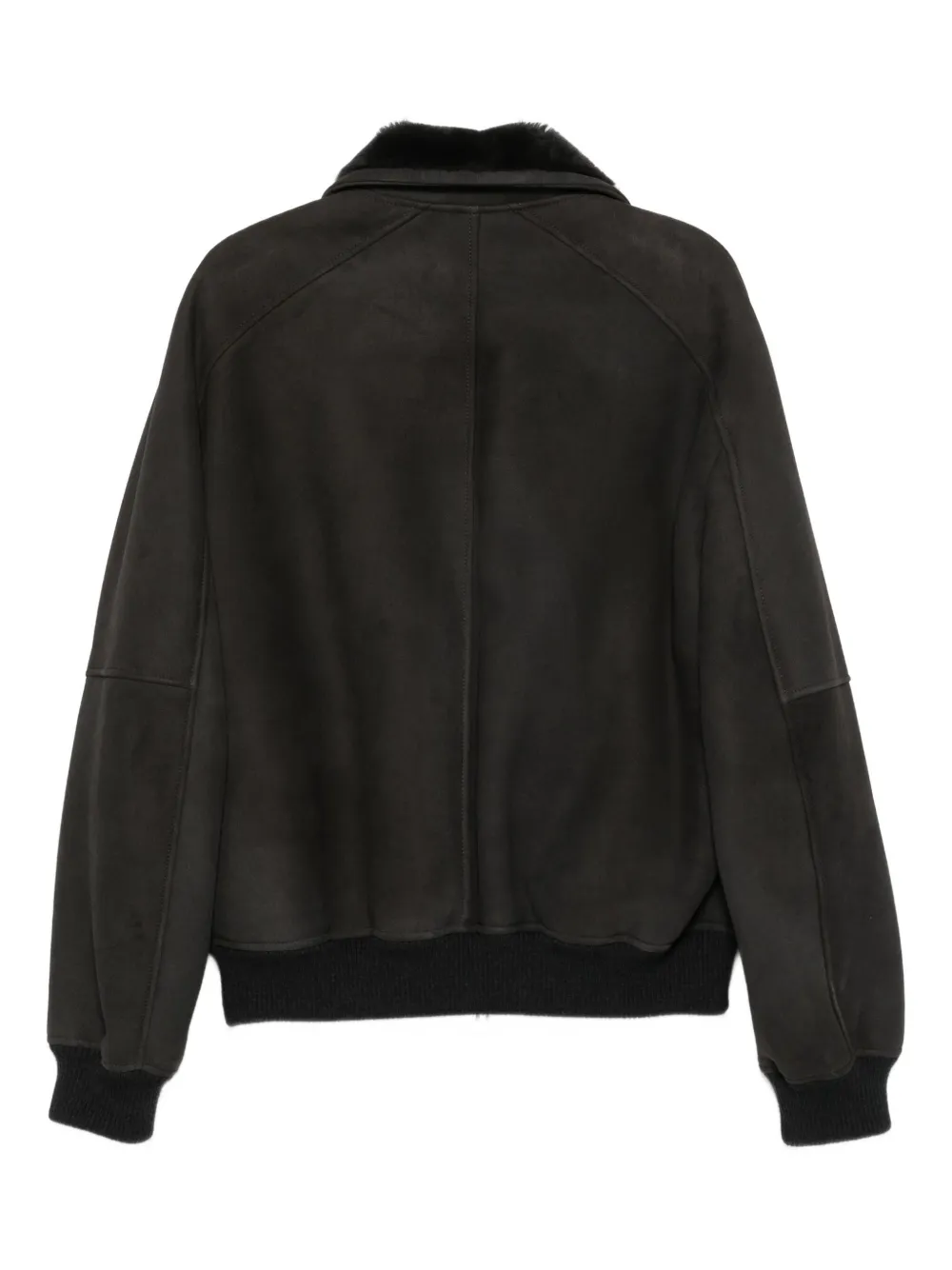 Emporio Armani Fur-collar Zip-front Jacket In Black