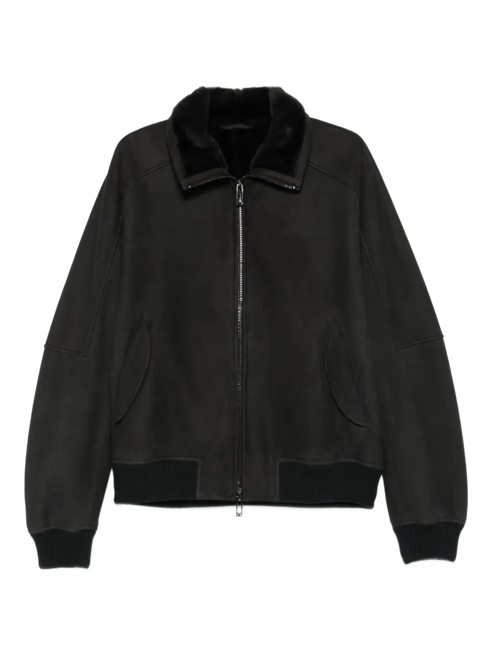 Emporio Armani fur-collar zip-front jacket | Grey | Image 1