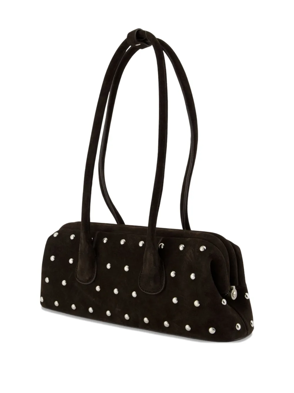 Osoi mini Boat Wide stud-embellished suede shoulder bag - Zwart