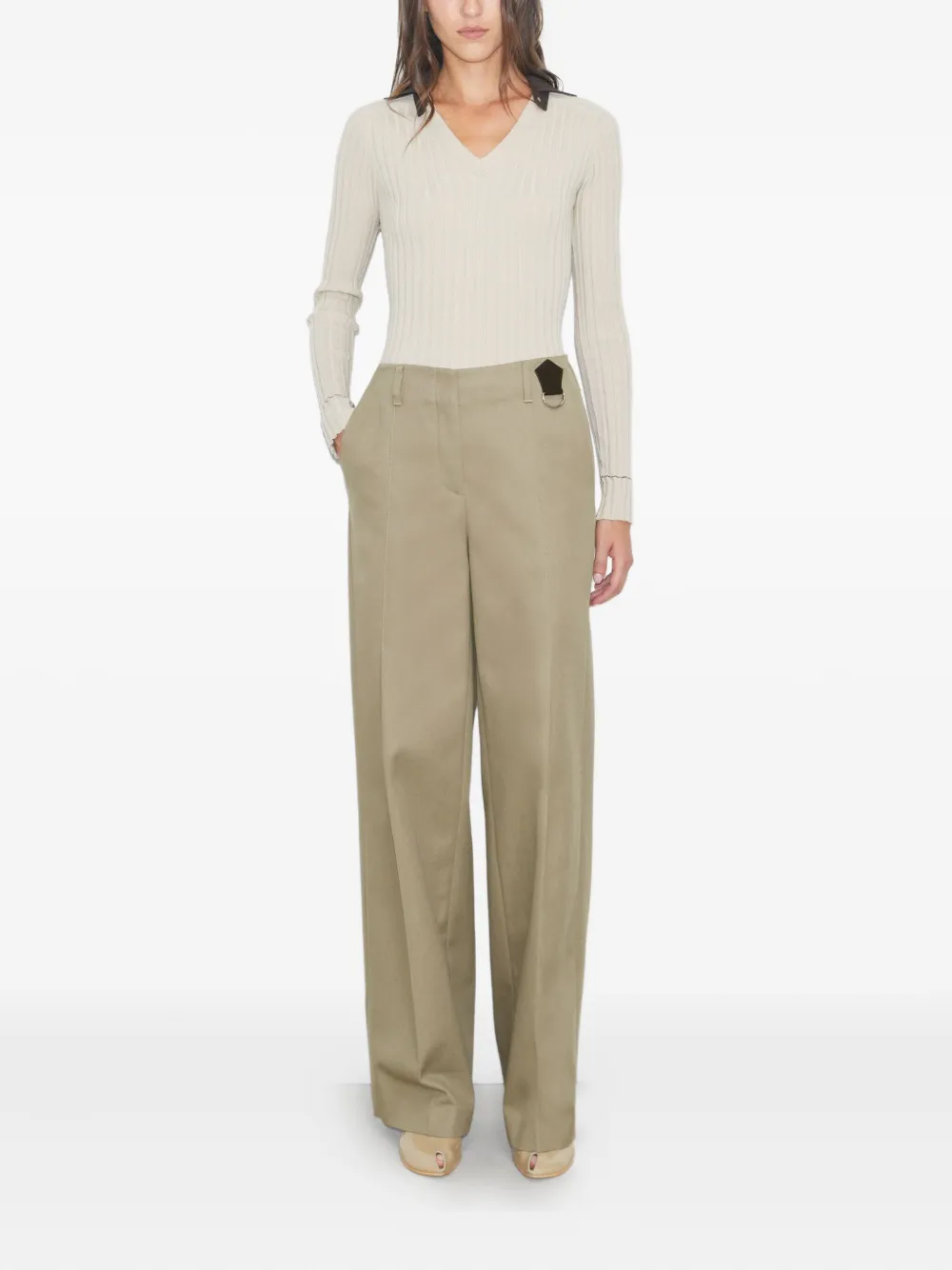 Tory Burch distressed cotton trousers - Beige