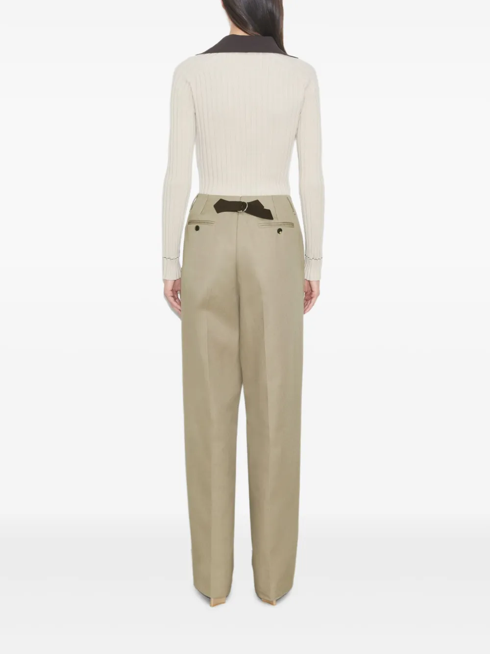 Tory Burch Gerafelde katoenen trainingsbroek Beige