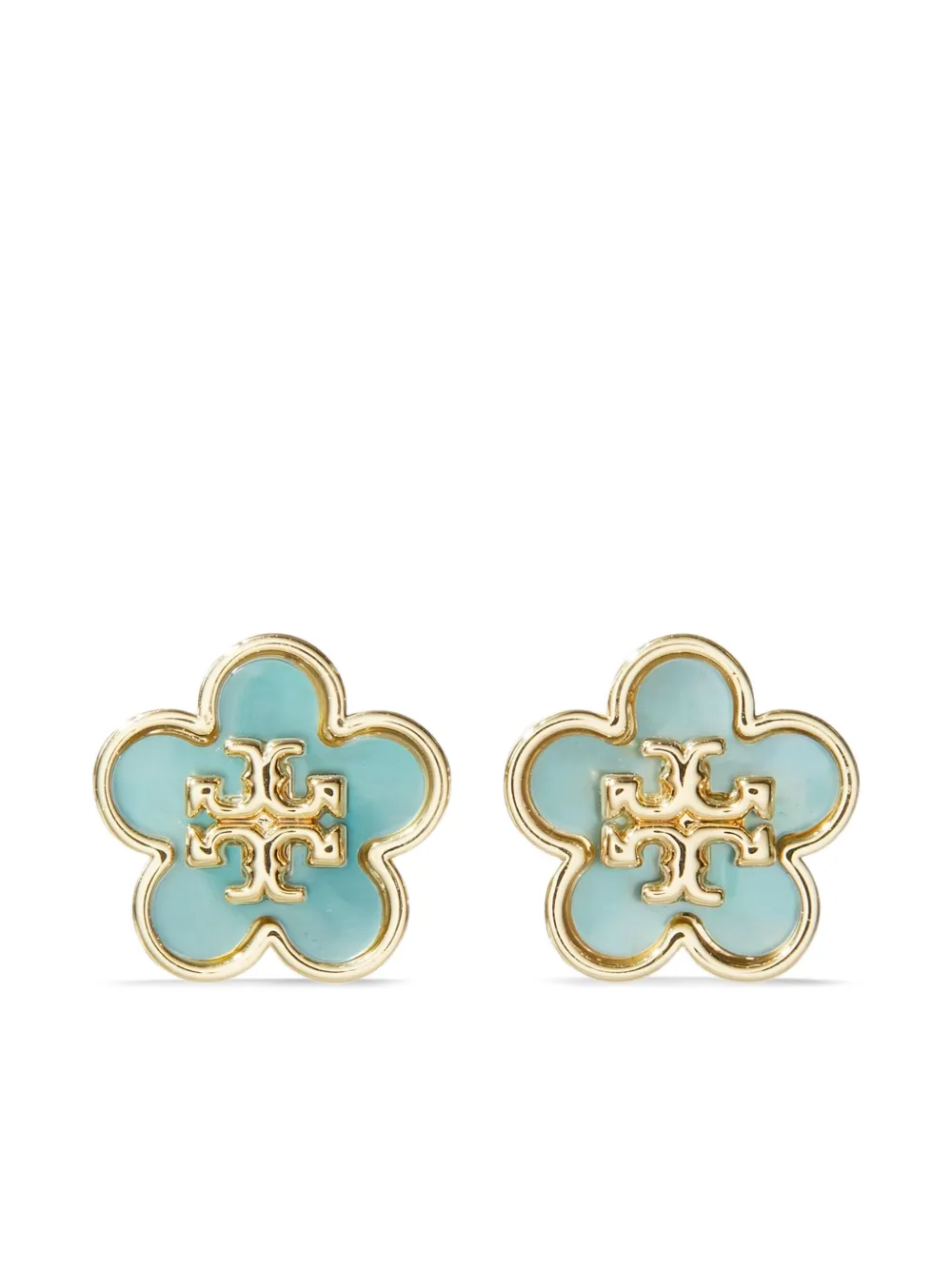 Tory Burch Kira フローラルロゴ ピアス - ゴールドトーン Tory Burch Kira フローラルロゴ ピアス - ゴールドトーン