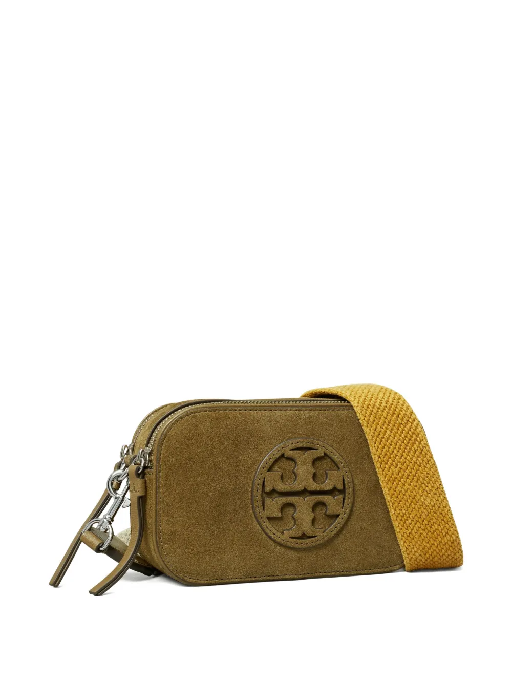 Tory Burch Miller suède crossbodytas met logoplakkaat Bruin