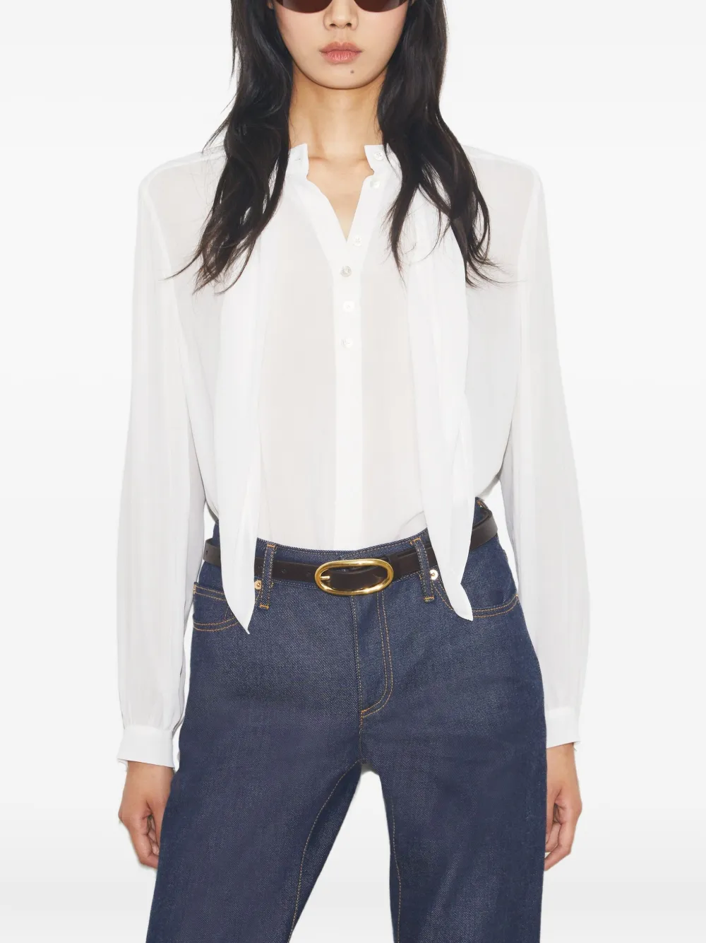 Tory Burch Georgette Bow-detail Shirt In White