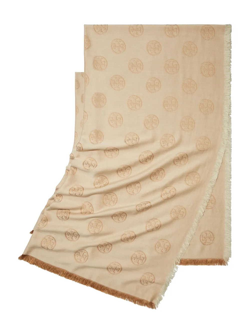 Tory Burch Sjaal met medaillon en logo - Beige