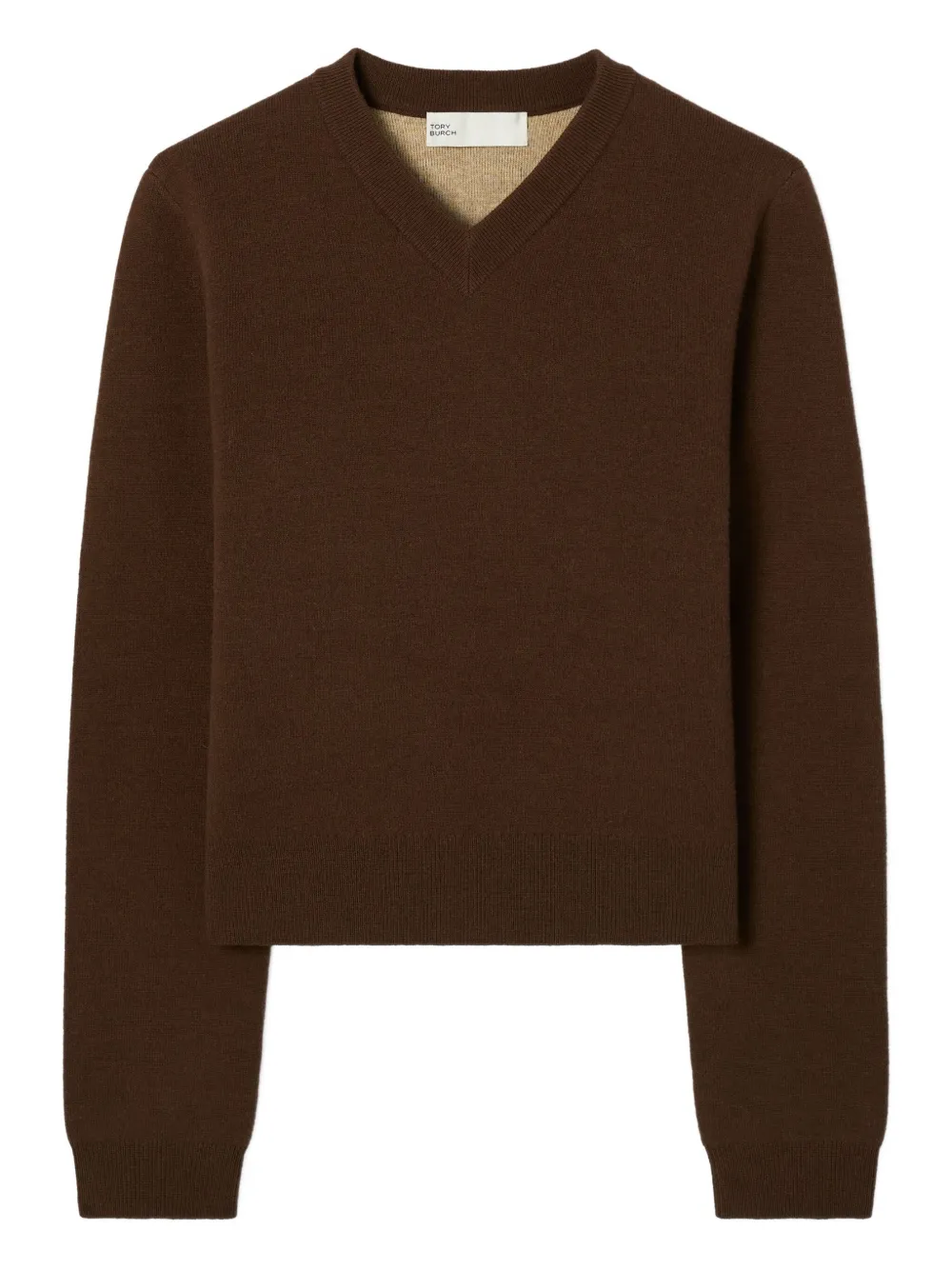 Tory Burch Coltrui van wol-kasjmierblend met V-hals Bruin
