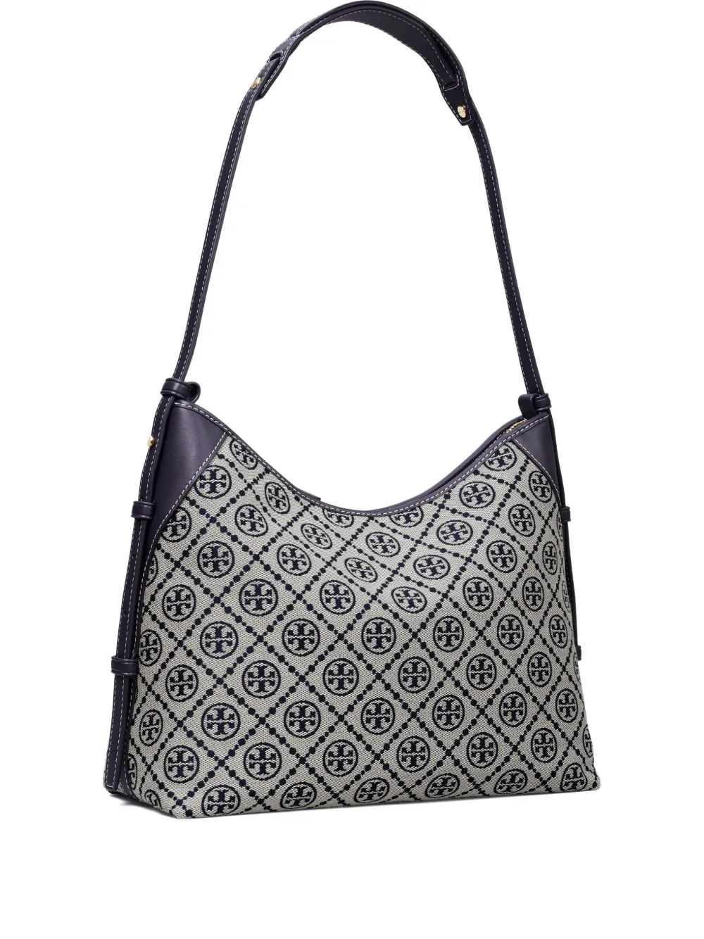 Tory Burch Shoulder Bag With Adaptable Strap And Logo Pattern In Blue
