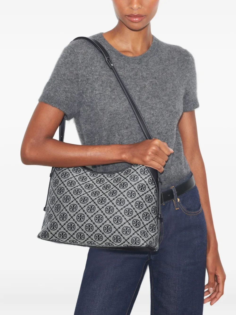 Tory Burch Schoudertas met monogram Blauw