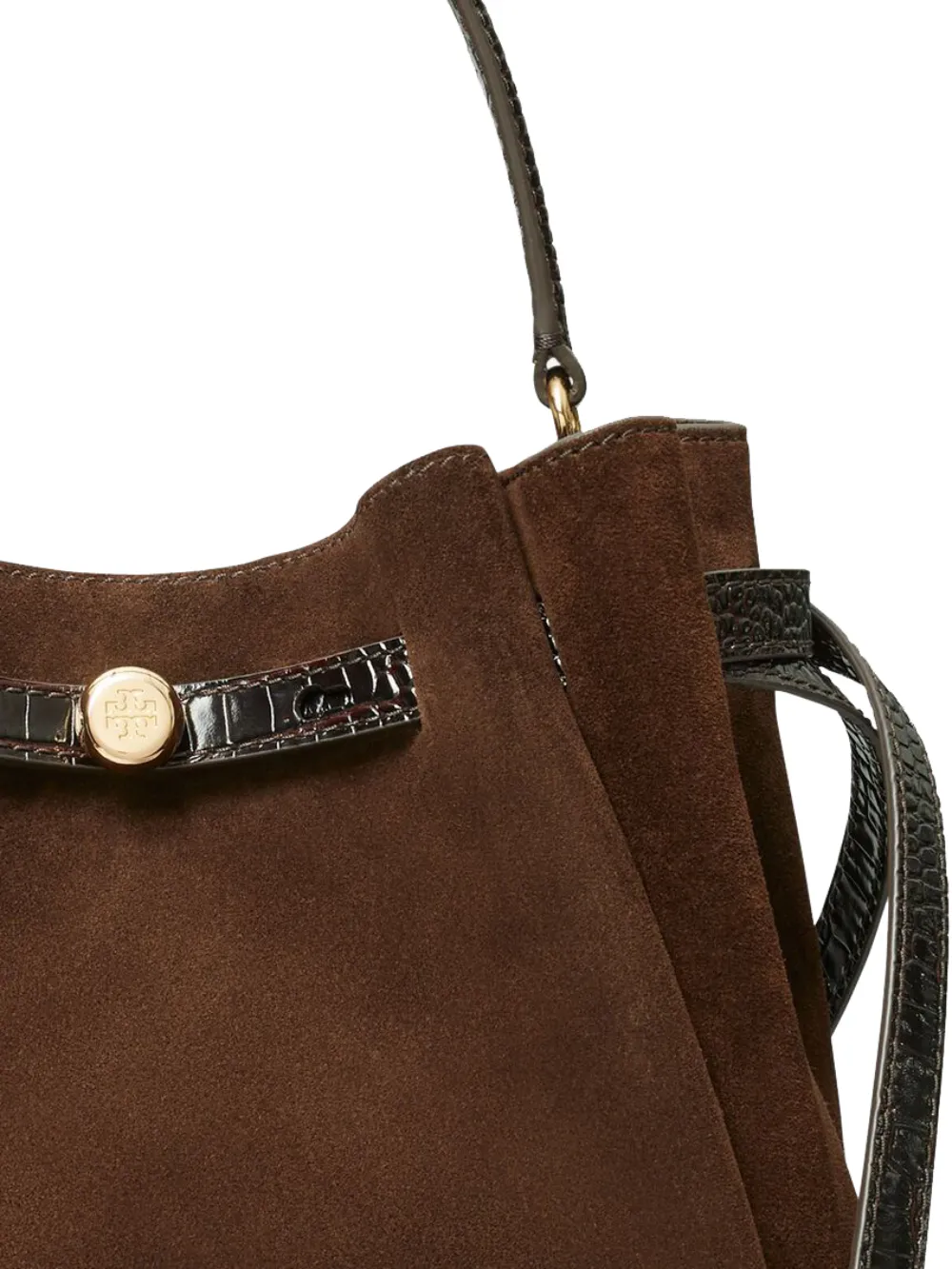 Tory Burch Suède bucket-tas Bruin