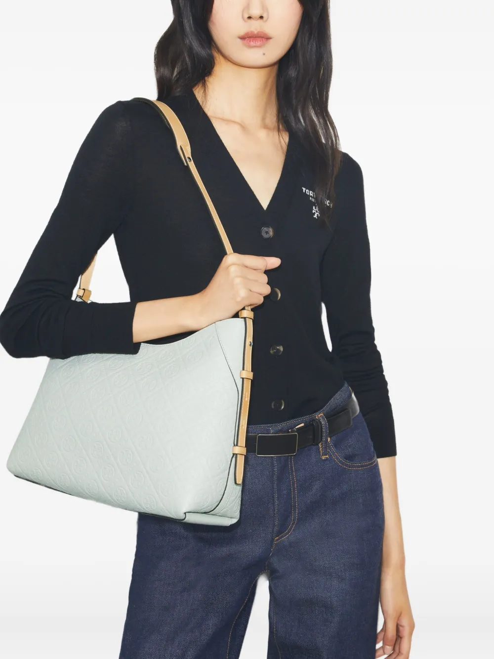Tory Burch T-monogram Shoulder Bag In Green