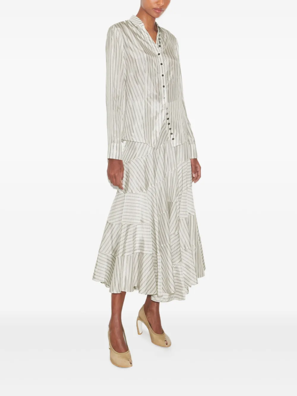 Tory Burch Asymmetrische rok met gestreept patroon Beige