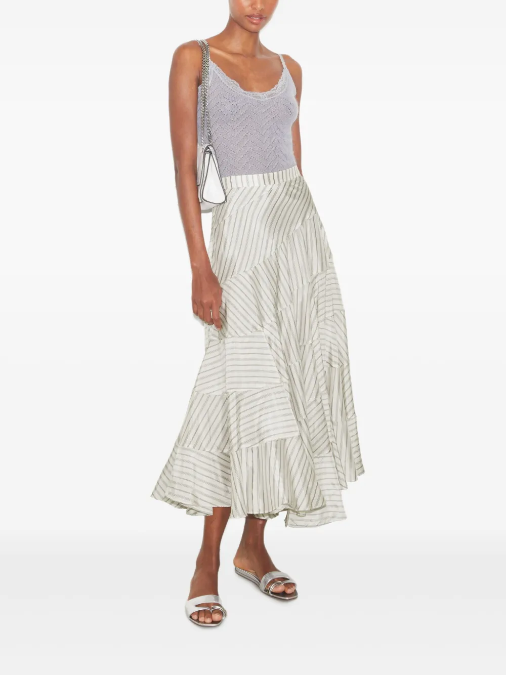 Tory Burch Asymmetrische rok met gestreept patroon Beige