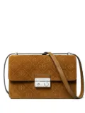 Tory Burch monogram suede shoulder bag - Brown