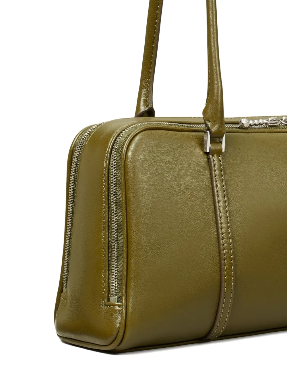 Tory Burch Small Marshmallow Leather Zip-top Bag In Green