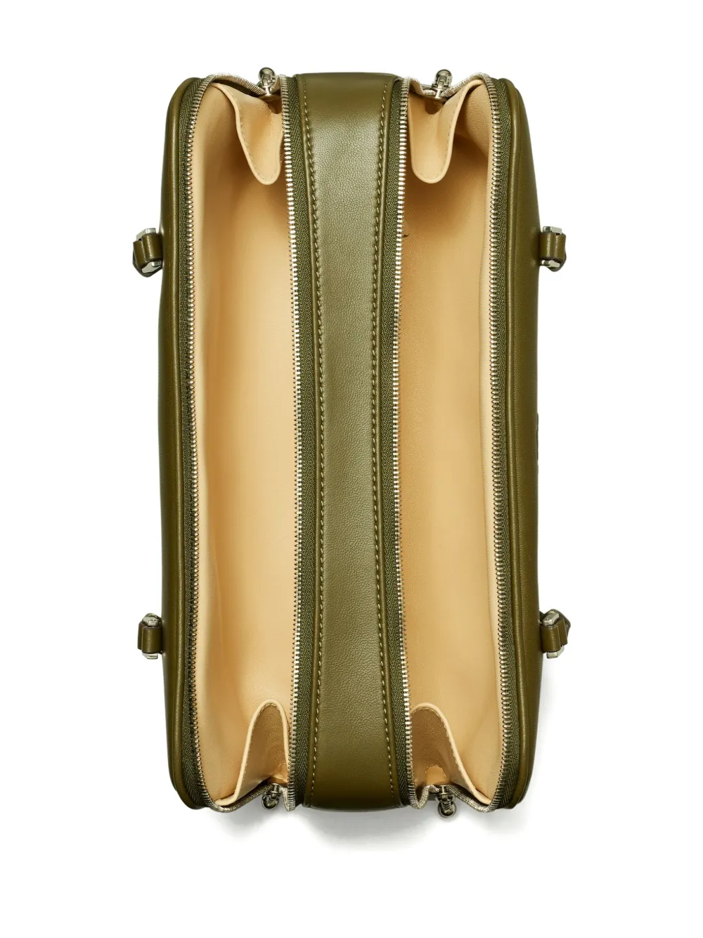 Tory Burch Small Marshmallow Leather Zip-top Bag In Green