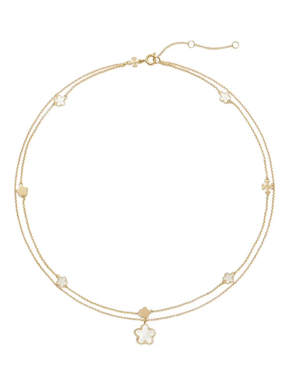 Tory Burch Kira Flower-embellished Layered Necklace In Gold